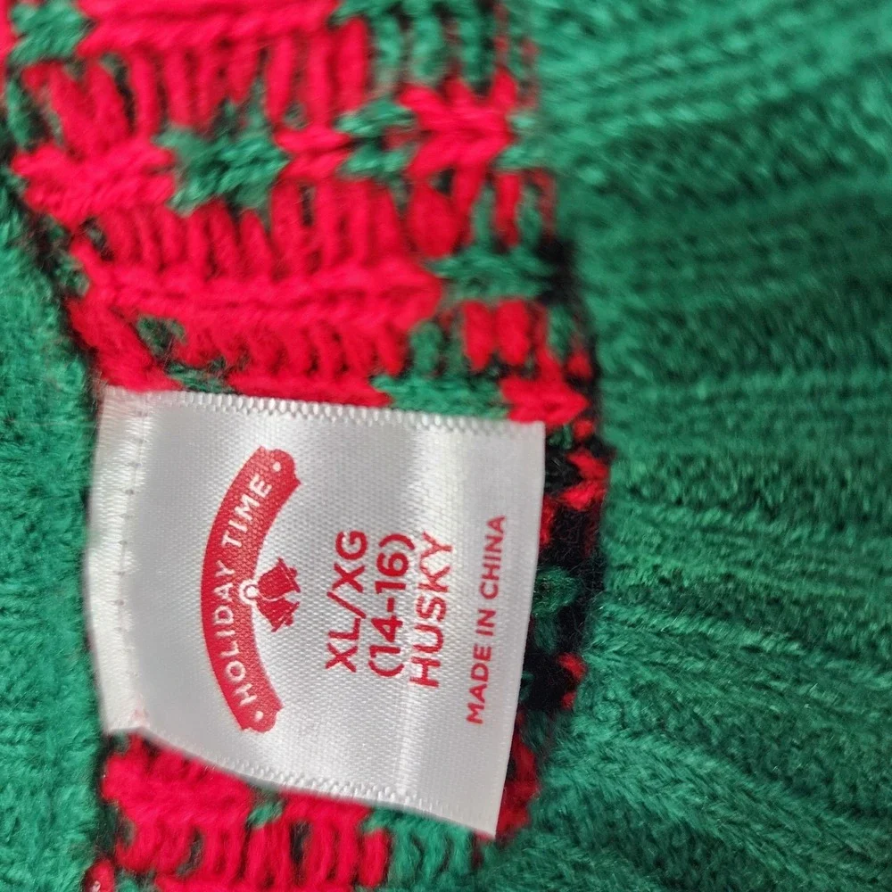 Holiday Time Boys XL 14-16 Husky Christmas Sweater Llama FaLaLaLaLlama Red Green